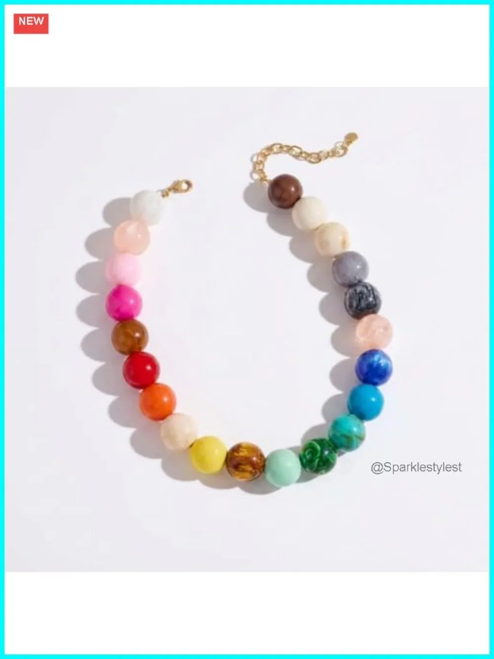 Chunky Beaded Necklace Boho Choker Statement Resin Jewelry Gift